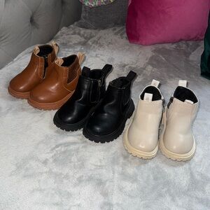 Brown, Black, & Cream Kids' Ankle Boots